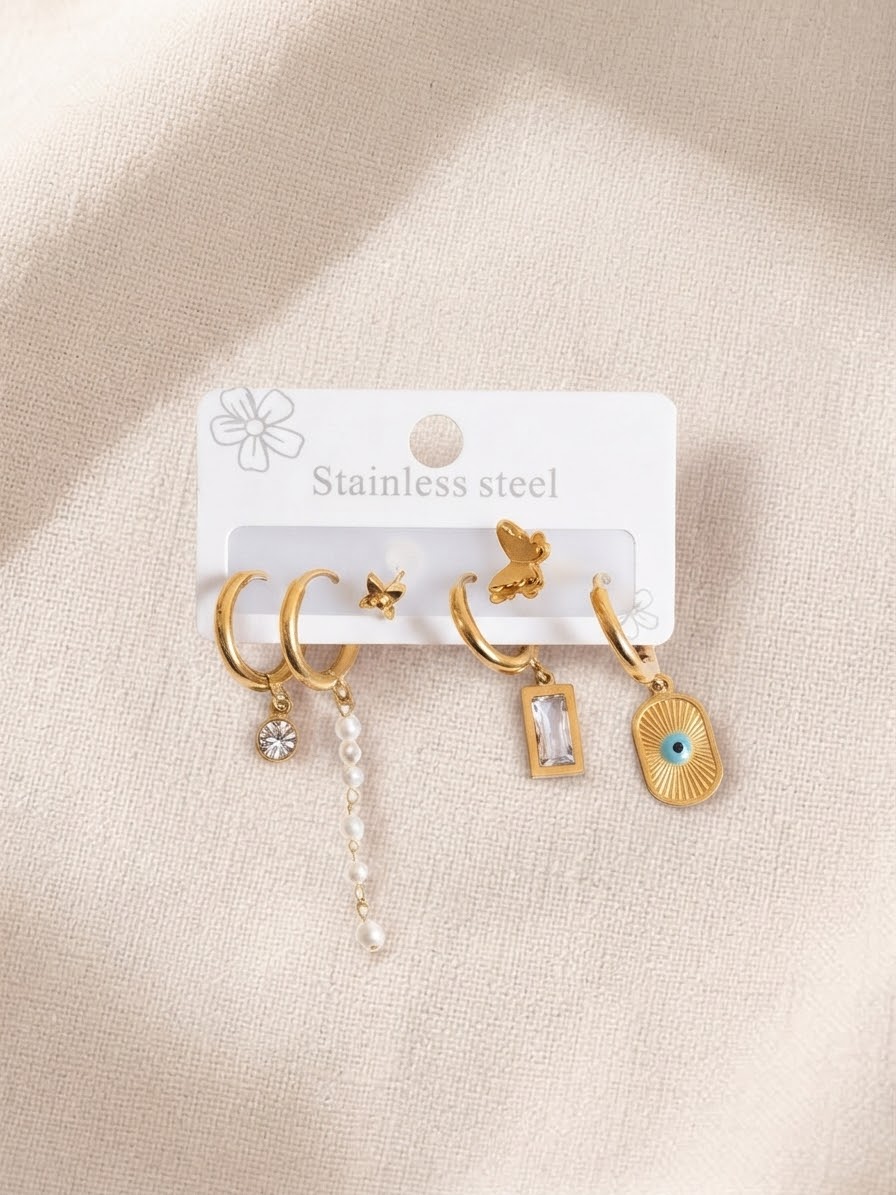 Set de Boucles d'Oreilles Asymétriques (6 pièces) 👁️🦋✨