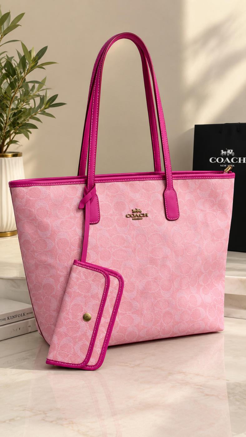✨ Sac Cabas Rose & Sa Pochette Assortie ✨